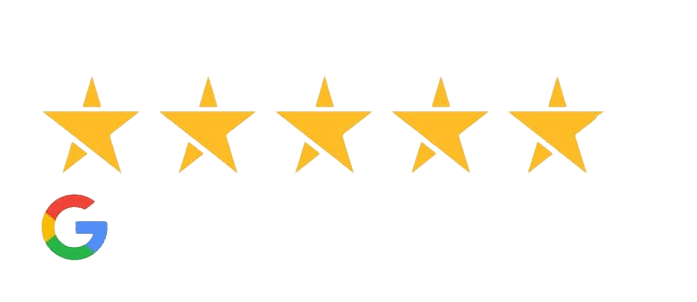 Five gold stars with Google logo, indicating 5-star dental review rating for Okun Dentistry