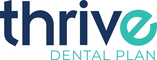 Thrive Dental Plan logo featuring teal and navy branding for dental services.